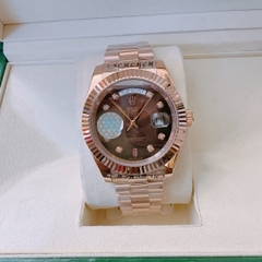 Rolex 2 Lịch |Nam Giới |Mặt Nâu |Niềng Khía |Dây Kim Loại Rose Gold |Máy Cơ (Automatic) |Size 41mm