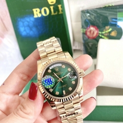 Rolex 2 Lịch |Nam Giới |Xanh Lá |Niềng Khía |Dây Kim Loại Vàng |Máy Cơ (Automatic) |Size 41mm