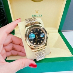 Rolex Niềng Khía |Nam Giới |Mặt Đen |Dây Kim Loại Vàng Gold |Máy Cơ (Automatic) |Size 41mm