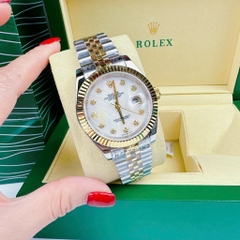 Rolex Niềng Khía |Nam Giới |Mặt Trắng |Dây Kim Loại Demi Vàng |Máy Cơ (Automatic) |Size 41mm