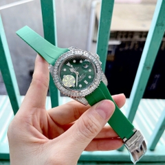 Rolex Submariner |Nam Giới |Đính Đá |Dây Silicone Xanh Lá |Máy Cơ (Automatic) |Size 41mm