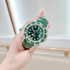 Rolex Submariner |Nam Giới |Đính Đá Ruby |Dây Da Xanh Lá |Máy Cơ (Automatic) |Size 41mm