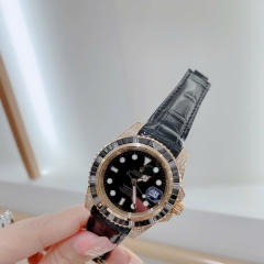 Rolex Submariner |Nam Giới |Đính Đá Vàng Gold |Dây Da Đen |Máy Cơ (Automatic) |Size 41mm