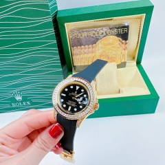 Rolex Submariner |Nam Giới |Đính Đá Vàng Gold |Dây Silicone Đen |Máy Cơ (Automatic) |Size 41mm