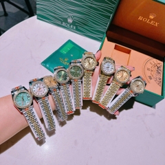 Rolex Đính Đá |Nữ Giới |Mặt Xanh Ngọc |Dây Kim Loại Demi Vàng Gold |Máy Pin (Máy Quartz) |Size 31mm