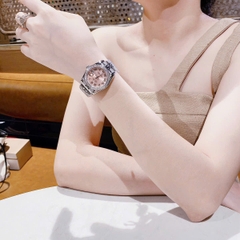 Rolex Mặt Số La Mã |Nữ Giới |Hồng |Đính Đá |Dây Kim Loại Silver |Máy Pin (Máy Quartz) |Size 31mm