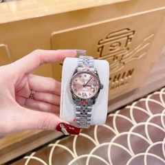Rolex Mặt Số La Mã |Nữ Giới |Hồng |Niềng Khía |Dây Kim Loại |Máy Pin (Máy Quartz) |Size 31mm