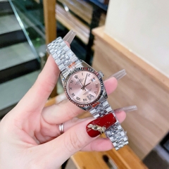 Rolex Mặt Số La Mã |Nữ Giới |Hồng |Niềng Khía |Dây Kim Loại |Máy Pin (Máy Quartz) |Size 31mm