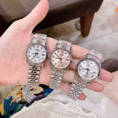 Rolex Mặt Số La Mã |Nữ Giới |Trắng |Niềng Khía |Dây Kim Loại Silver |Máy Pin (Máy Quartz) |Size 31mm
