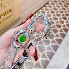 Rolex Mặt Số La Mã |Nữ Giới |Xanh Rêu |Niềng Khía |Dây Kim Loại Demi |Máy Pin (Máy Quartz) |Size 31mm