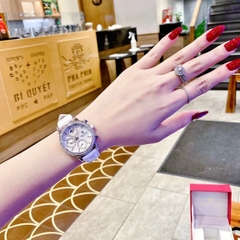 Royal Crown 6 Kim |Nữ Giới |Mặt Đính Đá |Dây Da Trắng |Máy Pin (Quartz) |Size 34mm