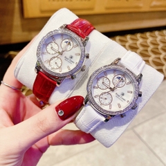 Royal Crown 6 Kim |Nữ Giới |Mặt Đính Đá |Dây Da Trắng |Máy Pin (Quartz) |Size 34mm