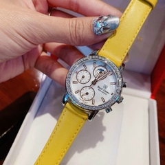 Royal Crown 6 Kim |Nữ Giới |Mặt Đính Đá |Dây Da Vàng |Máy Pin (Quartz) |Size 34mm