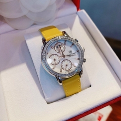 Royal Crown 6 Kim |Nữ Giới |Mặt Đính Đá |Dây Da Vàng |Máy Pin (Quartz) |Size 34mm