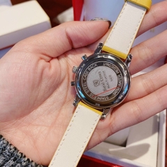Royal Crown 6 Kim |Nữ Giới |Mặt Đính Đá |Dây Da Vàng |Máy Pin (Quartz) |Size 34mm