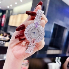 Royal Crown Bông Hoa Full Đá |Nữ Giới |Lắc Tay Đính Pha Lê Tím |Máy Pin (Quartz) |Size 36mm