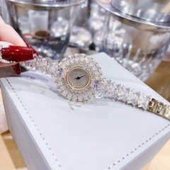 Royal Crown Bông Hoa Full Đá |Nữ Giới |Lắc Tay Đính Pha Lê Vàng Gold |Máy Pin (Quartz) |Size 36mm