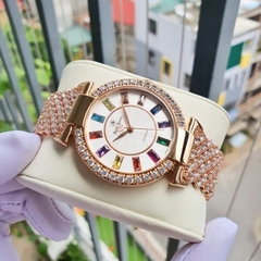 Royal Crown Đính Đá Nhiều Màu |Nữ Giới |Dây Kim Loại Rose Gold |Máy Pin (Quartz) |Size 36mm