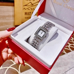 Royal Crown Đính Đá Swarovski |Nữ Giới |Mặt Vuông |Vòng Tay Silver |Máy Pin (Quartz) |Size 26mm