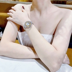 Royal Crown Đính Đá Vàng |Nữ Giới |Tựa Bông Hoa |Lắc Tay Silver |Máy Pin (Quartz) |Size 36mm
