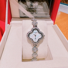 Royal Crown Bông Hoa |Nữ Giới |Mặt Xà Cừ |Vòng Tay Đính Đá Silver |Máy Pin (Quartz) |Size 32mm