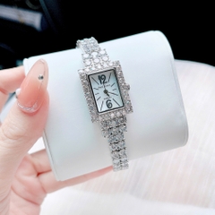 Royal Crown Mặt Chữ Nhật |Nữ Giới |Silver |Vòng Tay Đính Đá |Máy Pin (Quartz) |Size 20x35mm