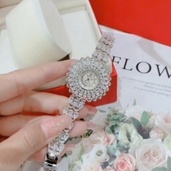 Royal Crown Mặt Full Đá |Nữ Giới |Bông Hoa |Lắc Tay Trắng Silver |Máy Pin (Quartz) |Size 36mm