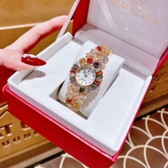 Royal Crown Mặt Full Đá Nhiều Màu |Nữ Giới |Lắc Tay Vàng Gold |Máy Pin (Quartz) |Size 36mm