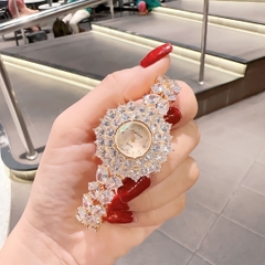 Royal Crown Mặt Full Pha Lê |Nữ Giới |Vòng Tay Vàng Gold |Máy Pin (Quartz) |Size 32mm