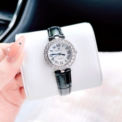 Royal Crown Mặt Số La Mã |Nữ Giới |Đính Đá |Dây Da Đen |Máy Pin (Quartz) |Size 30mm