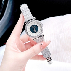 Royal Crown Mặt Tròn Đen |Nữ Giới |Đính Đá |Dây Kim Loại Silver |Máy Pin (Quartz) |Size 35mm
