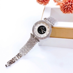 Royal Crown Mặt Tròn Đen |Nữ Giới |Đính Đá |Dây Kim Loại Silver |Máy Pin (Quartz) |Size 35mm