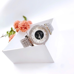 Royal Crown Mặt Tròn Đen |Nữ Giới |Đính Đá |Dây Kim Loại Silver |Máy Pin (Quartz) |Size 35mm
