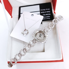 Royal Crown Mặt Tròn |Nữ Giới |Silver |Lắc Tay Đính Đá Trái Tim Trắng |Máy Pin (Quartz) |Size 33mm