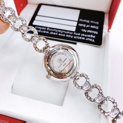 Royal Crown Mặt Tròn |Nữ Giới |Silver |Lắc Tay Đính Đá Trái Tim Trắng |Máy Pin (Quartz) |Size 33mm