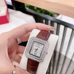 Royal Crown Mặt Vuông |Nữ Giới |Đính Đá |Dây Da Nâu |Máy Pin (Quartz) |Size 34mm