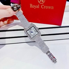 Royal Crown Số La Mã |Nữ Giới |Mặt Vuông |Dây Kim Loại Đính Đá |Máy Pin (Quartz) |Size 32mm