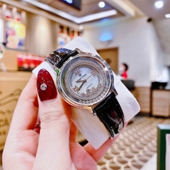 Royal Crown Viền Đá Chạy |Nữ Giới |Silver |Dây Da Đen |Máy Pin (Quartz) |Size 35mm