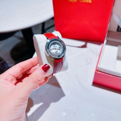 Royal Crown Viền Đá Chạy |Nữ Giới |Silver |Dây Da Đỏ |Máy Pin (Quartz) |Size 35mm