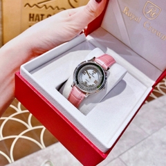 Royal Crown Viền Đá Chạy |Nữ Giới |Silver |Dây Da Hồng |Máy Pin (Quartz) |Size 35mm