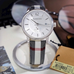 Burberry Honey Check |Nam Giới |Trắng Silver |Dây Vải Sọc |Máy Pin (Quartz) |Size 40mm