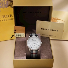 Burberry Honey Check |Nam Giới |Trắng Silver |Dây Vải Sọc |Máy Pin (Quartz) |Size 40mm