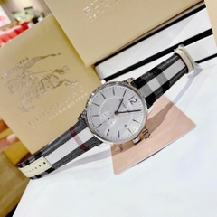 Burberry Honey Check |Nam Giới |Trắng Silver |Dây Vải Sọc |Máy Pin (Quartz) |Size 40mm