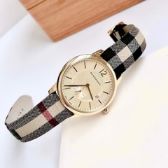 Burberry Honey Check |Nam Giới |Vàng Gold |Dây Vải Sọc |Máy Pin (Quartz) |Size 40mm