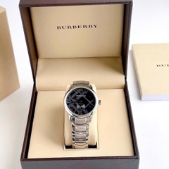 Burberry The City |Nam Giới |Mặt Đen |Dây Kim Loại Trắng Silver |Máy Pin (Quartz) |Size 40mm