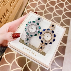 Versace Bông Hoa Tuyết |Nữ Giới |Đính Đá Xanh Lá |Lắc Tay Silver |Máy Pin (Quartz) |Size 36mm