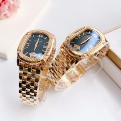 Versace Couture |Nữ Giới |Mặt Chữ Nhật Đen |Dây Kim Loại Vàng Gold |Máy Pin (Quartz) |Size 30x38mm