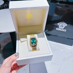 Versace Couture |Nữ Giới |Mặt Chữ Nhật Xanh Lá |Dây Kim Loại Vàng Gold |Máy Pin (Quartz) |Size 30x38mm
