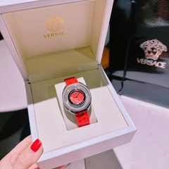 Versace Đá Rơi |Nữ Giới |Trắng Silver |Dây Da Màu Đỏ |Máy Pin (Quartz) |Size 36mm