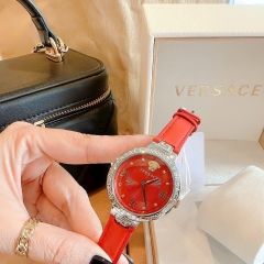 Versace Damenuhr Greca |Nữ Giới |Silver |Dây Da Màu Đỏ |Máy Pin (Quartz) |Size 36mm